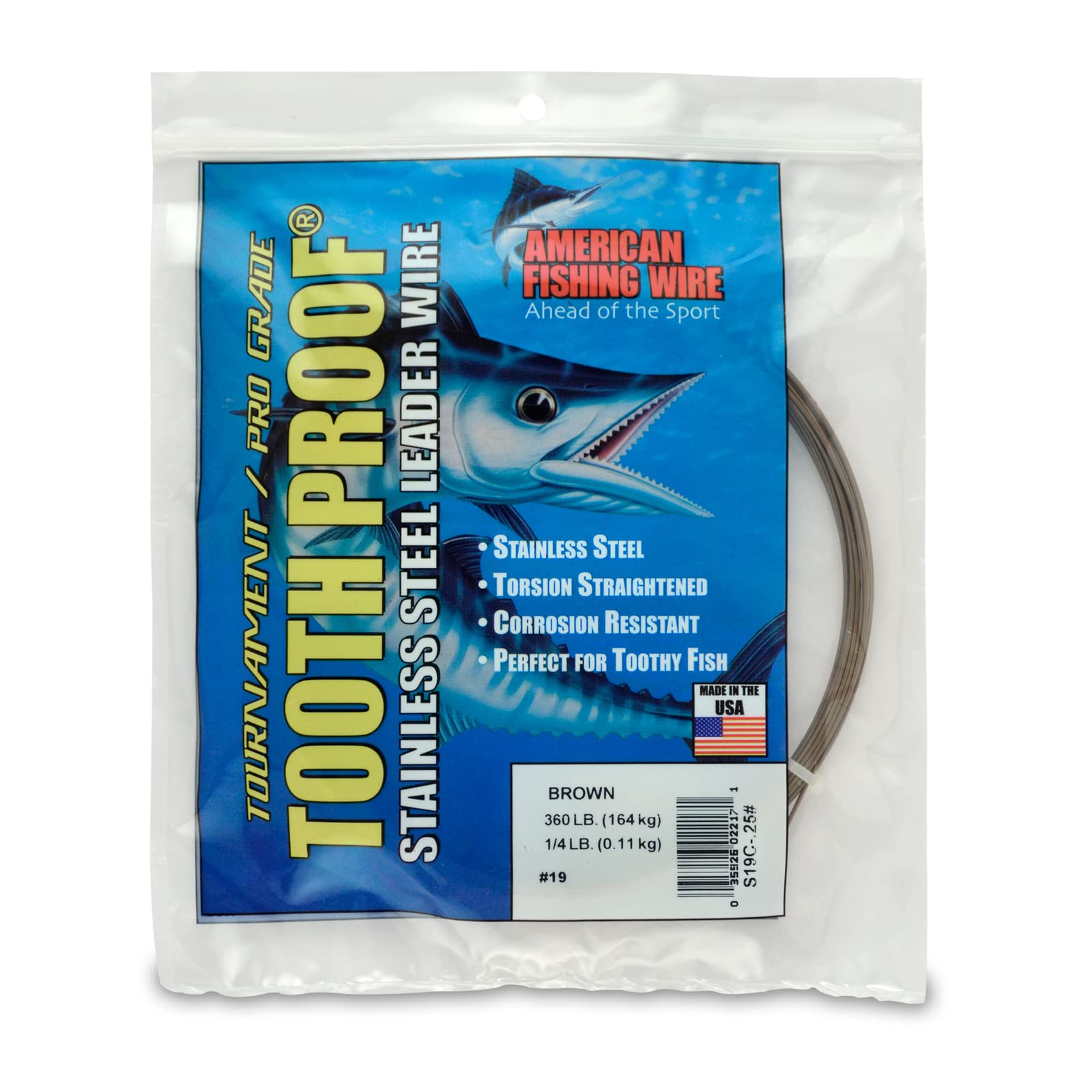 AFW Tooth Proof Fishing Wire Single Strand Leader, Bright and Camo