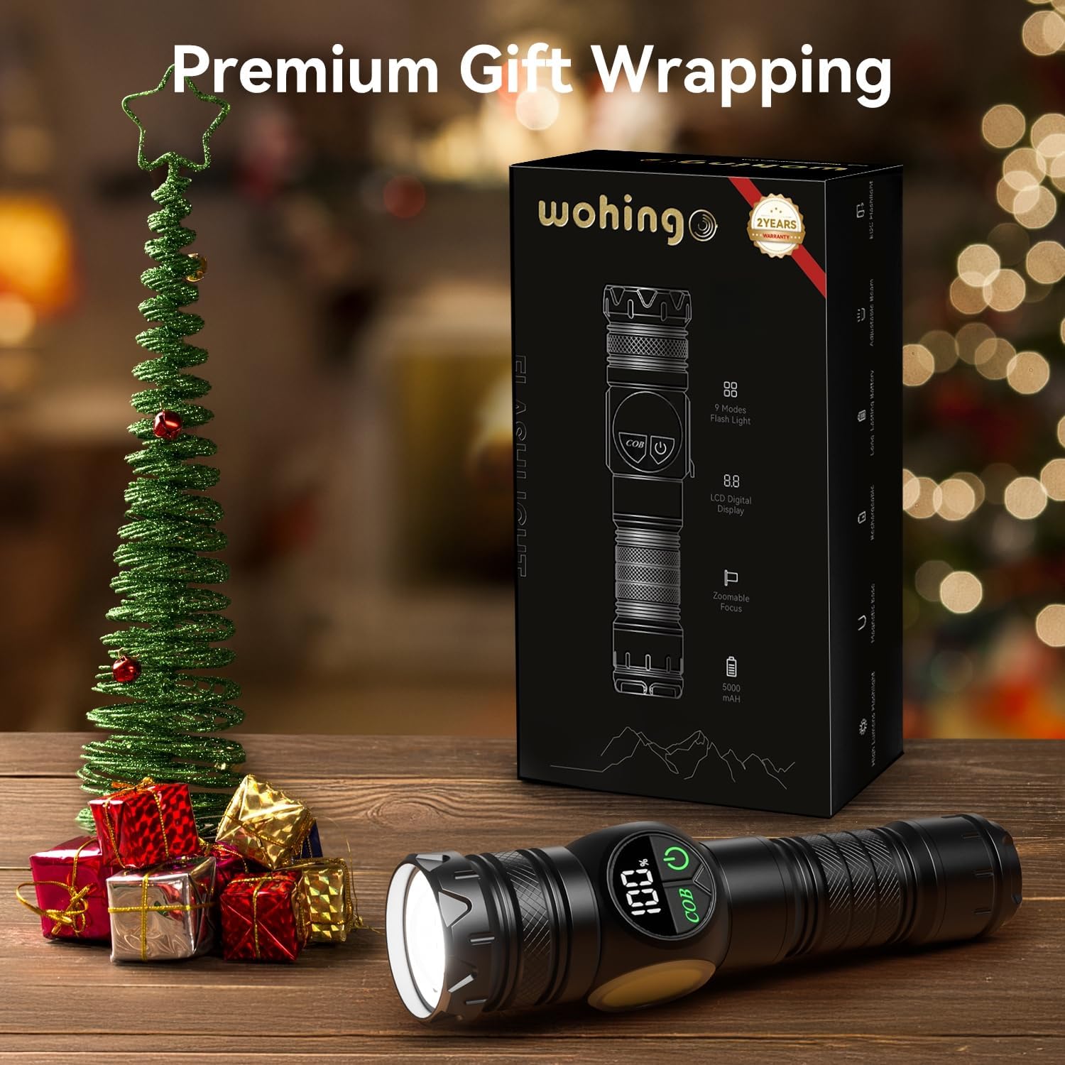 Flashlight Rechargeable 2000 High Lumens Ultra-Bright Covers 3200 ft² Focus Up to 3900 feet,IPX7 Waterproof Tactical LED Flashlight with COB SideLight & Magnetic Base for Camping Home Emergency