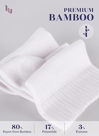 Hugh Ugoli Women's Diabetic Ankle Socks, Bamboo, 3-6 Pairs, Loose Fit, Soft