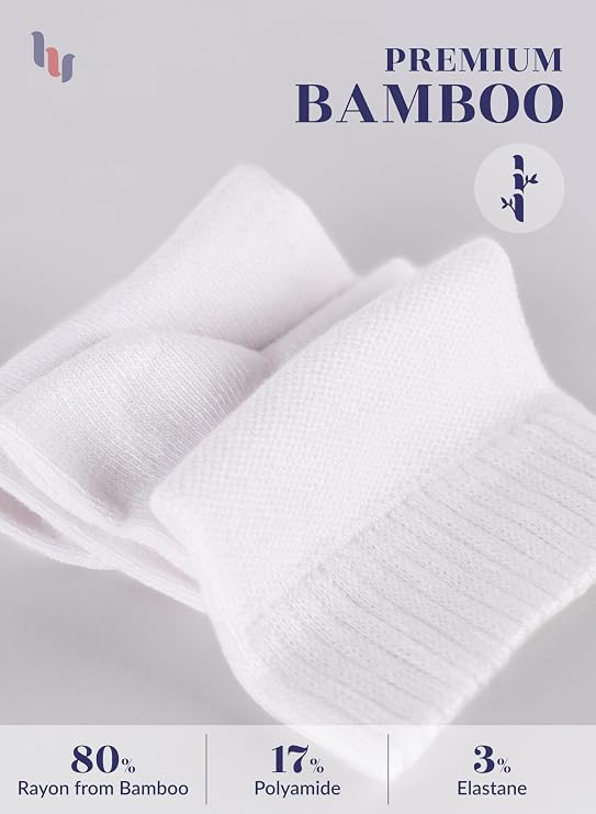 Hugh Ugoli Women's Diabetic Ankle Socks, Bamboo, 3-6 Pairs, Loose Fit, Soft