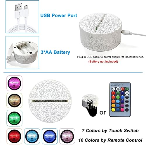 Miniatura 5 de Lámpara de estado de ánimo 3D ilusión para guitarra LED, luz nocturna, lámpara de mesa de guitarra eléctrica, 16 colores que cambian con control