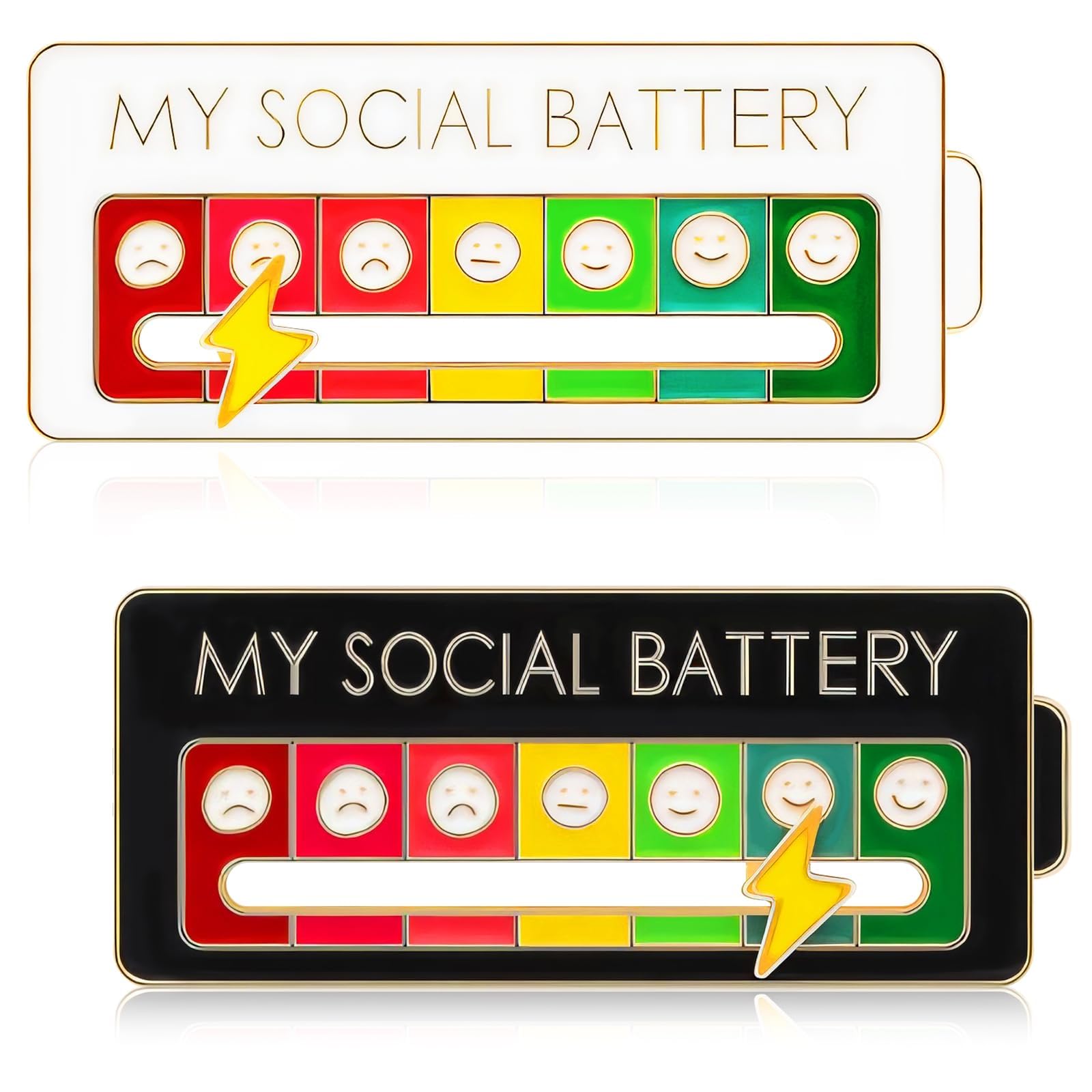 2Pcs Social Battery Enamel Pins, Funny Mood Bag Pins, Decorative Badges for Bags, Clothing Lapel Badges, Secure Lock Metal Pin for Jackets Backpack Accessories-image-10