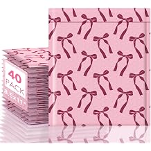 Fuxury Bubble Mailers 8.5x12" 40 Pack Cute Pink Bow Padded Envelopes with Self Seal Waterproof Shipping Bags for Small Business, Boutique, Jewelry, Books, Gifts & Handmade Items