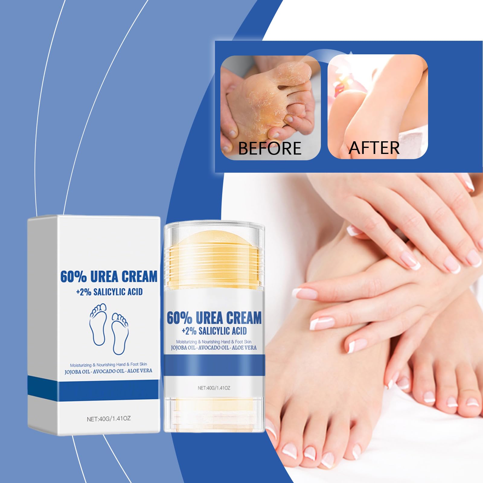 60% ige Urea-Fußcreme, feuchtigkeitsspendende Fersenpflege (6pcs)
