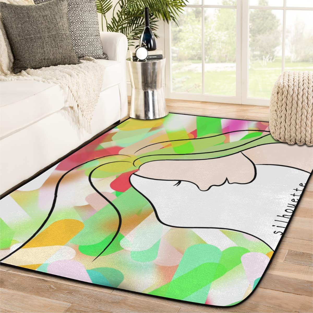 5 x 7 Side View of Abstract Art Girl Super Soft Area Rug for Kids Baby Nursery, Kids Girls Nursery Plush Rug Home Decor Rug, Anti Slip Backing Rugs for Living Room