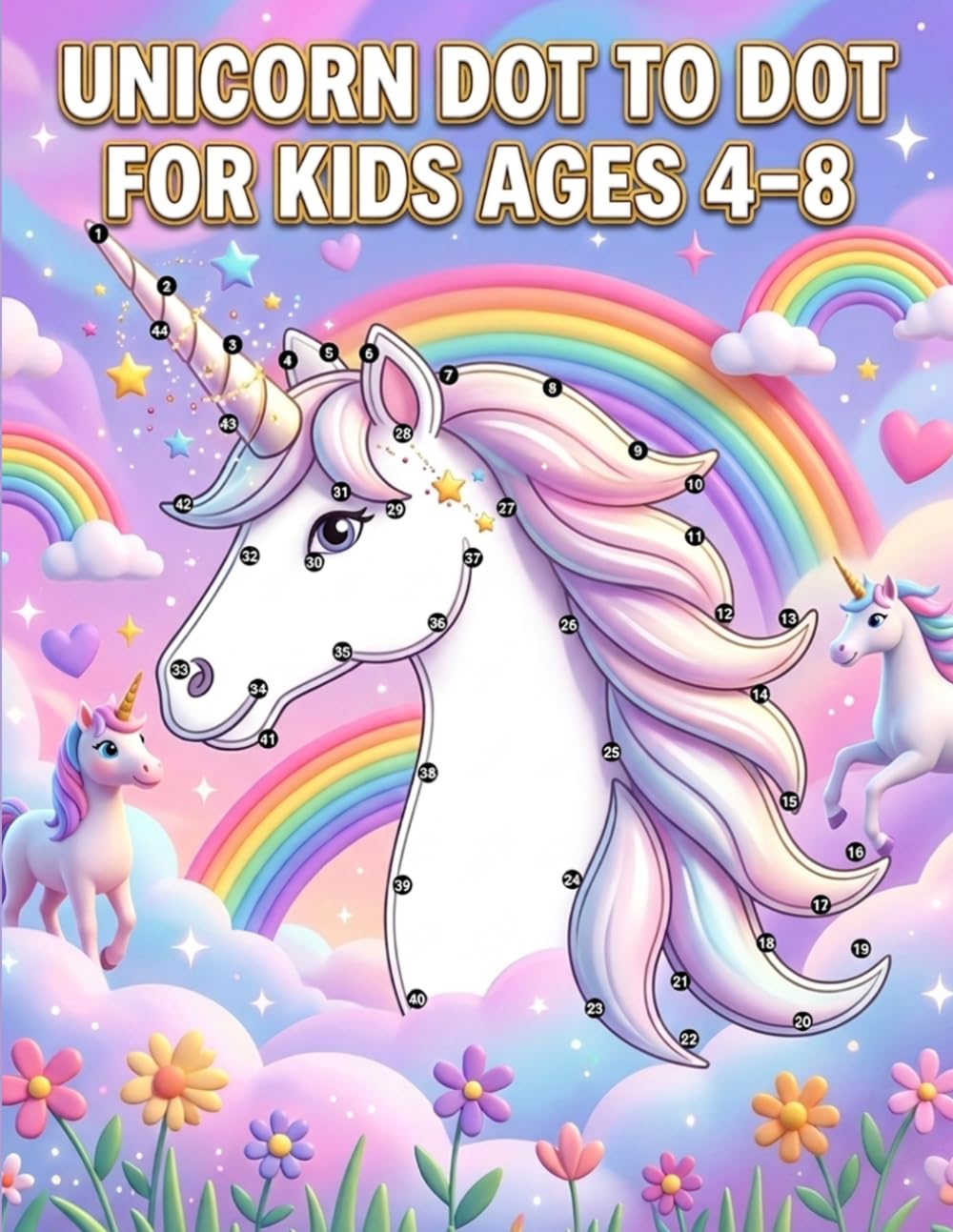 Unicorn Dot to Dot for Kids Ages 4–8: Fun and Easy Connect the Dots with Unicorns, Rainbows and More