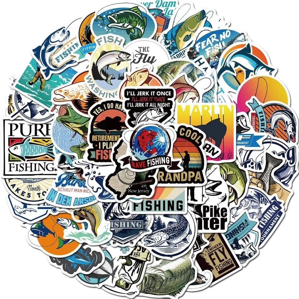 Fishing Tackle Box Vinyl Die Cut Cute Sticker Decals for Laptops Phones Phone Case Walls Bags Books Bottle - 50 Pack - Image 3