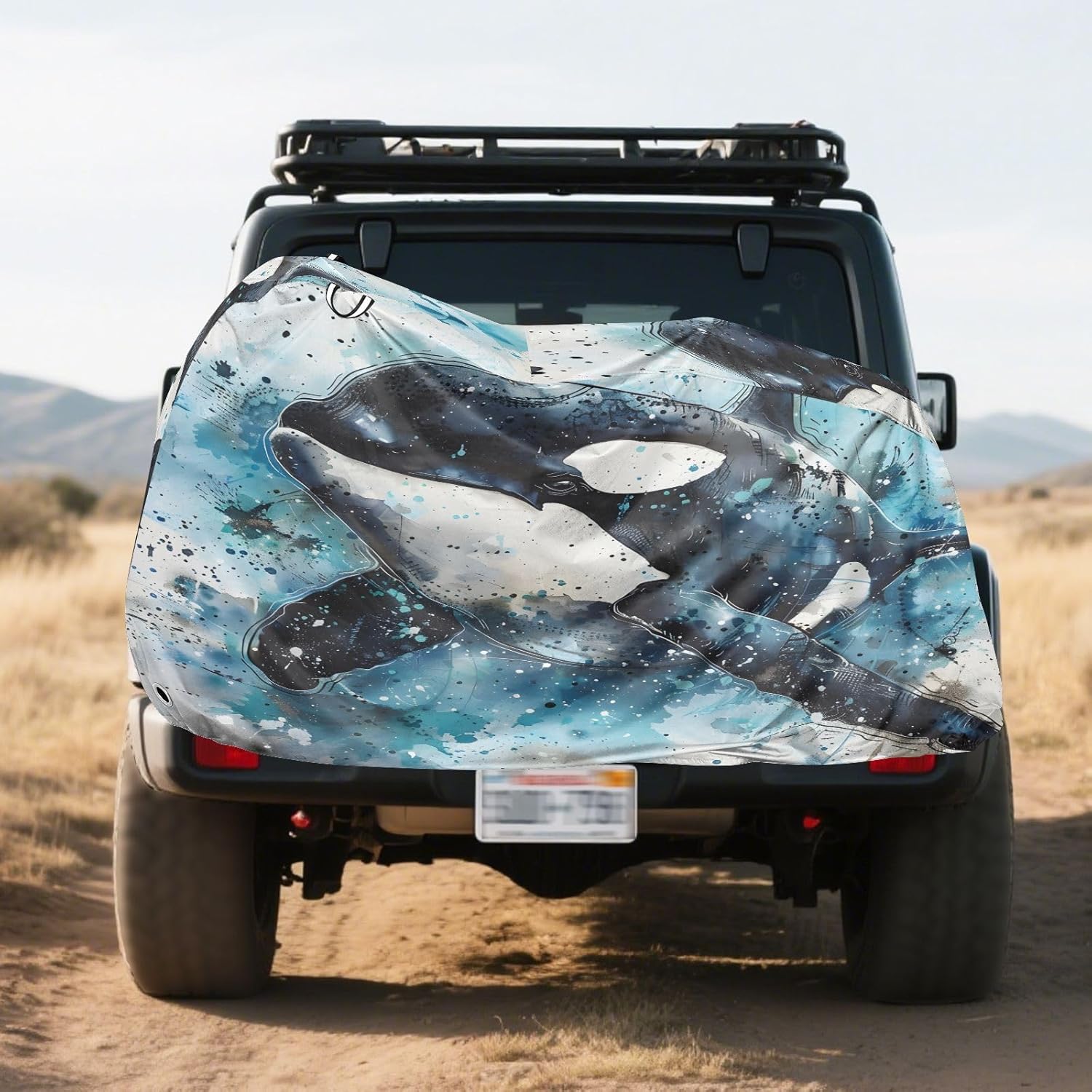 ALAZA Killer Whale Watercolour Bike Cover Waterproof Outdoor Ebike Bicycle Covers Tarp Protection for 1/2 Bikes, Sun UV Dust Wind Proof