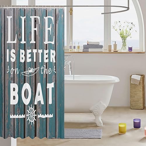 Miniatura 9 de Erosebridal Lake House Decor - Cortina de ducha para el hogar, 72 pulgadas de ancho x 72 pulgadas de largo, cortina de baño rústica de montaña y