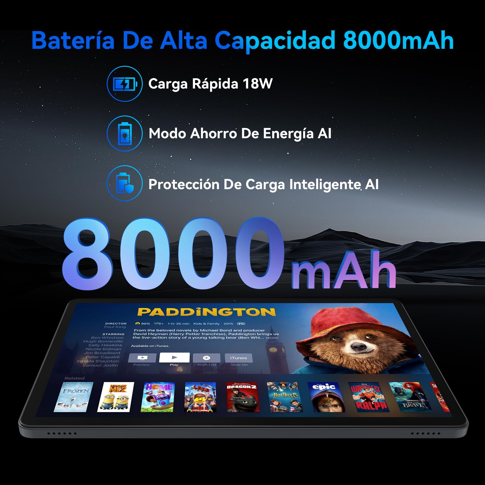 Android 16 Tablet 11 Pulgadas, 24 GB+256 GB (4 TB TF) | Tablet con Tarjeta SIM, 1920*1200 FHD+, 8000 mAh, 16 MP+8 MP, Gemini AI, Widevine L1, Face ID (4 Años de Garantía)