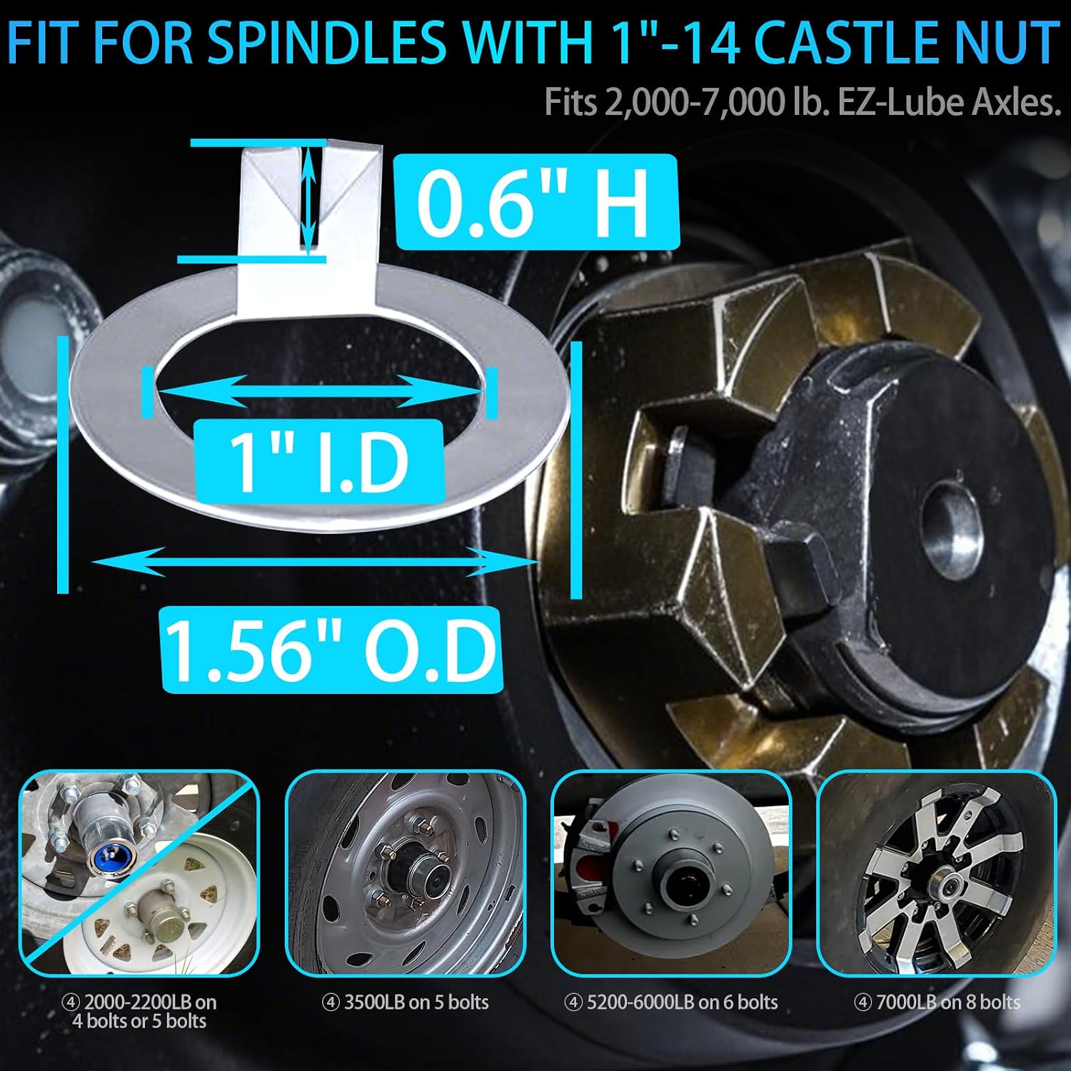 iBroPrat 10pcs Trailer Spindle Tang Washer for EZ Lube Spindle Wheel Axle 2K to 7K Inner Diameter 1"