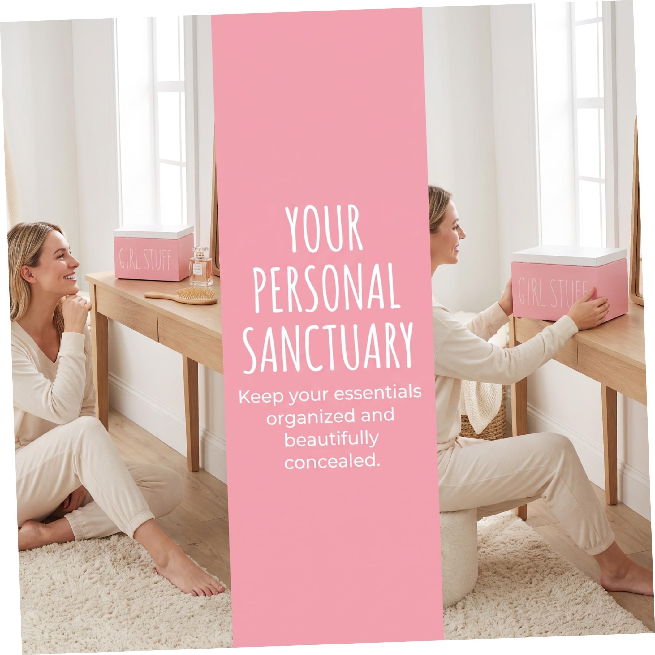 Uonlytech 2 Pezzi Scatola Organizer per Assorbenti e Tamponi in Legno con