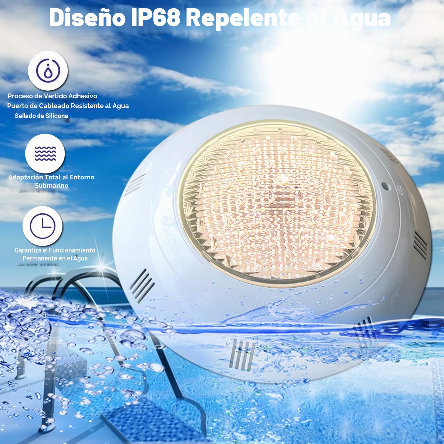 BARCELONA LED Foco LED para Piscina de Superfície 24W AC12V IP68 Submersível Branco quente 3000K Ø295mm LED SMD2835 Ângulo 120° Foco Subaquático para Piscinas, Spa, Hotel, Jardim e Centros Desportivos