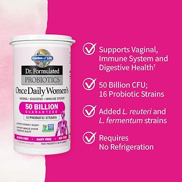Garden of Life Children & Women Probiotic Bundle: Dr. Formulated Kids+ Berry Cherry Probiotics 5 Billion CFU 30 Chewables + Once Daily Womens Probiotics 50 Billion CFU - 30 Capsules, Shelf Stable