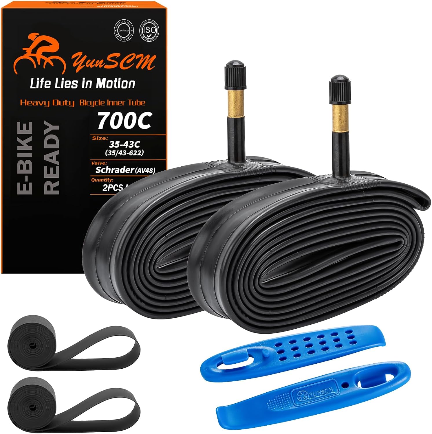 700C Heavy Duty Bike Tubes 700x25C/26C/28C/32C/34C AV48 Schrader Valve (25/34-622) 700C Bicycle Inner Tubes Compatible with 700x25C 700x26C 700x28C 700x30C 700x32C Bike Tire Tubes 2-PCS
