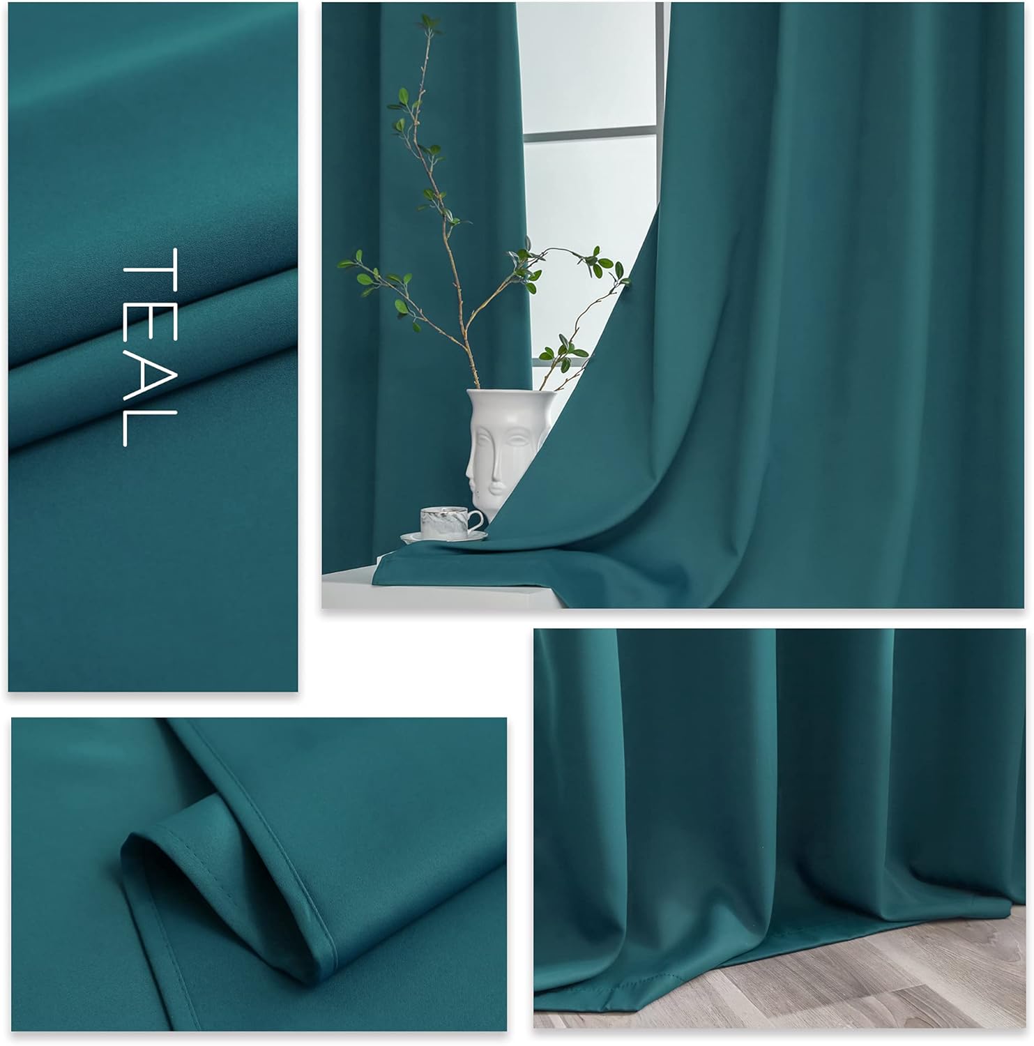 YGO 45 Inch Bedroom Curtains Panels Functional Blackout Curtains Panels for Bedroom Thermal Insulated Privacy Assured 2 Pieces 52 x 45 Inch in Teal - Image 4