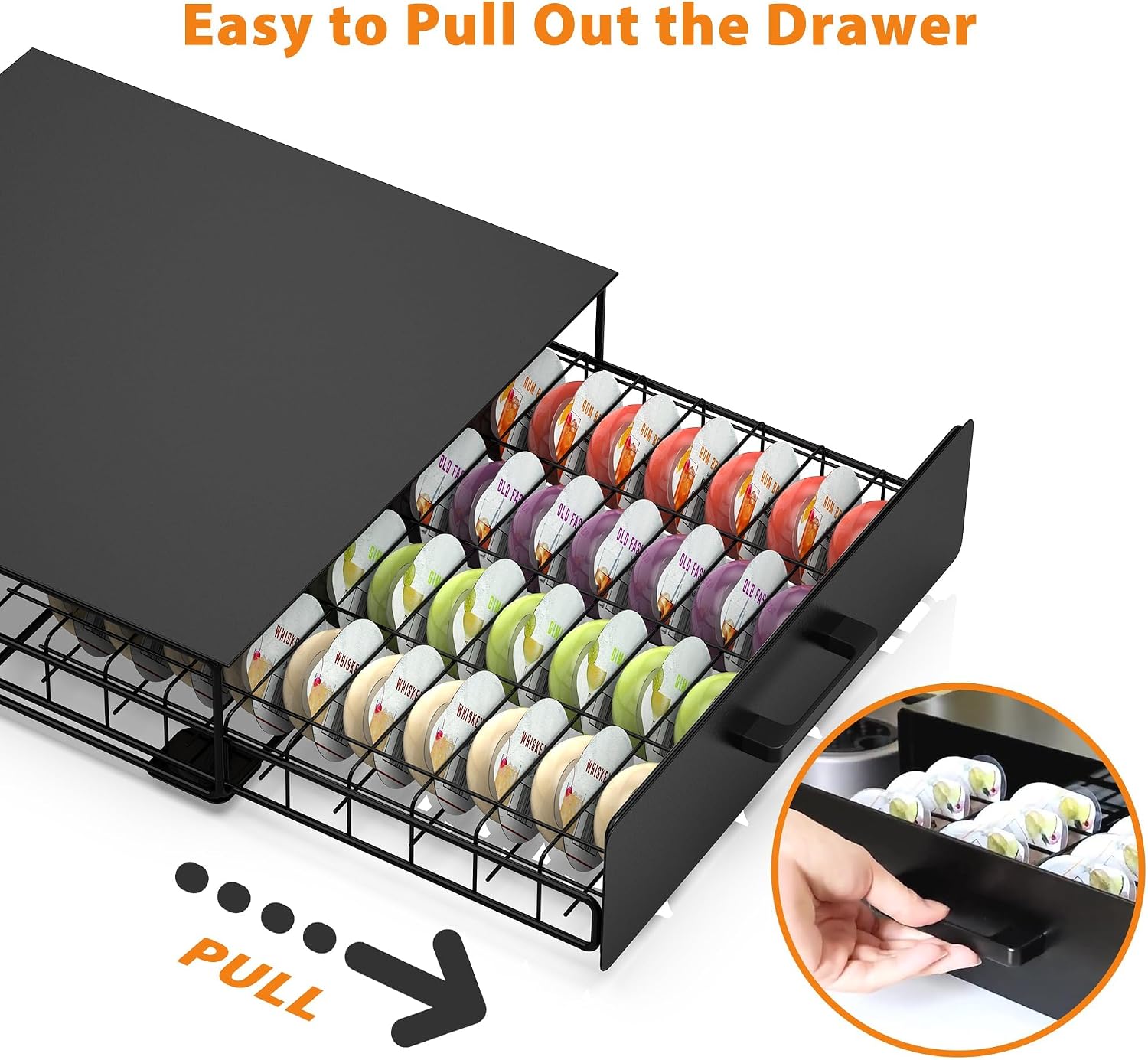 Storage Drawer for Bartesian Capsules, Stackable Cocktail Pod Holder for Bartesian Cocktail Machine Compatible with Bev by BLACK+DECKER Cocktail Machine - Black/40 Pods Capacity