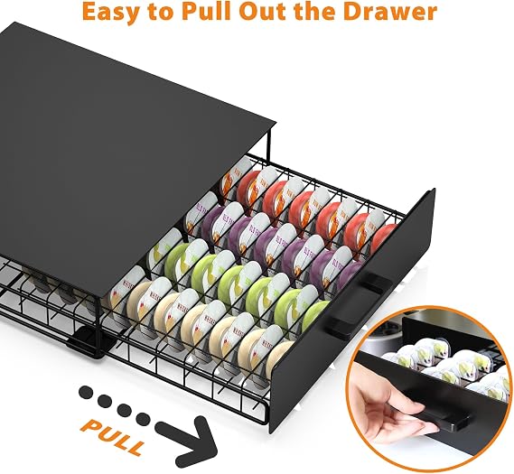 Storage Drawer for Bartesian Capsules, Stackable Pod Holder for Bartesian Cocktail Machine - Black/40 Pods Capacity