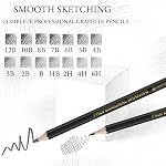 Heshengping Dessiner ensemble de crayons de croquis 14pcs Dessins de crayons 12B 10B 8B 7B 6B 5B 4B 3B 2B B HB 2H 4H 6H Graphite Crayons pour enfants Adultes Artistes Étudiant Débutants Professionnel