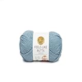 Lion Brand Yarn Feels Like Butta Yarn, Velvety-Soft Yarn for Crocheting and Knitting, 1 Pack, Dusty Blue