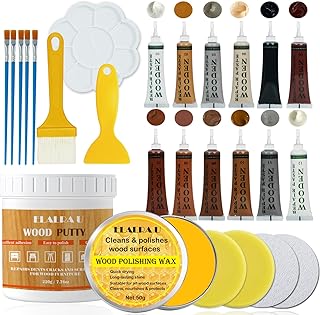 Wood Furniture Repair Kit, 26pcs Touch Up Wood Putty, 12 Colors Touch Up Filler, Beeswax, Furniture Repair Kit for Repair Scratches, Cracks, Hole for Table, Door, Easy to Use