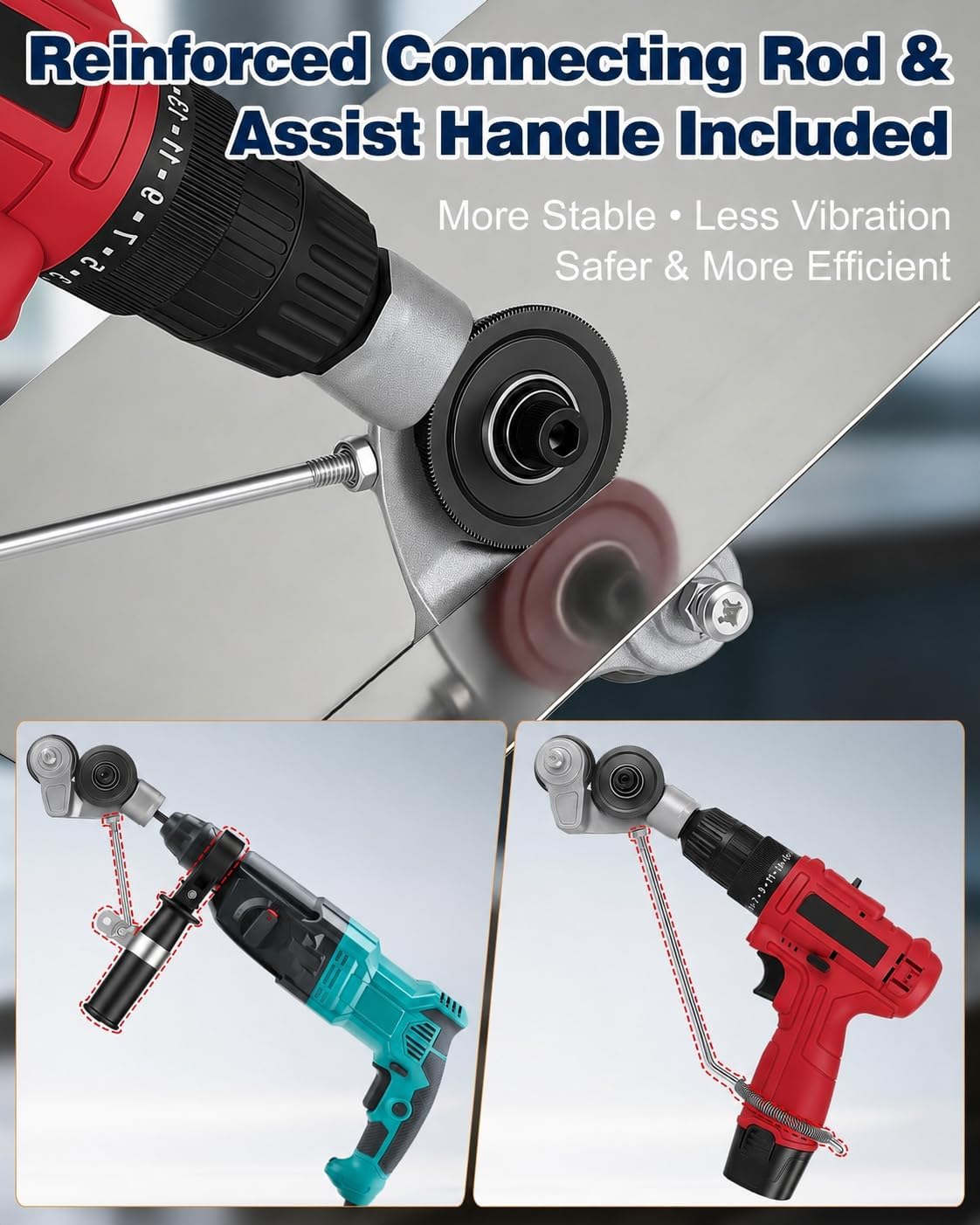 Upgraded Sheet Metal Cutter Drill Attachment with Stabilizer Handle, Heavy Duty Metal Nibbler Tool for Iron, Steel, Copper, Aluminum & Stainless Steel, Fit Handheld & Impact Drills
