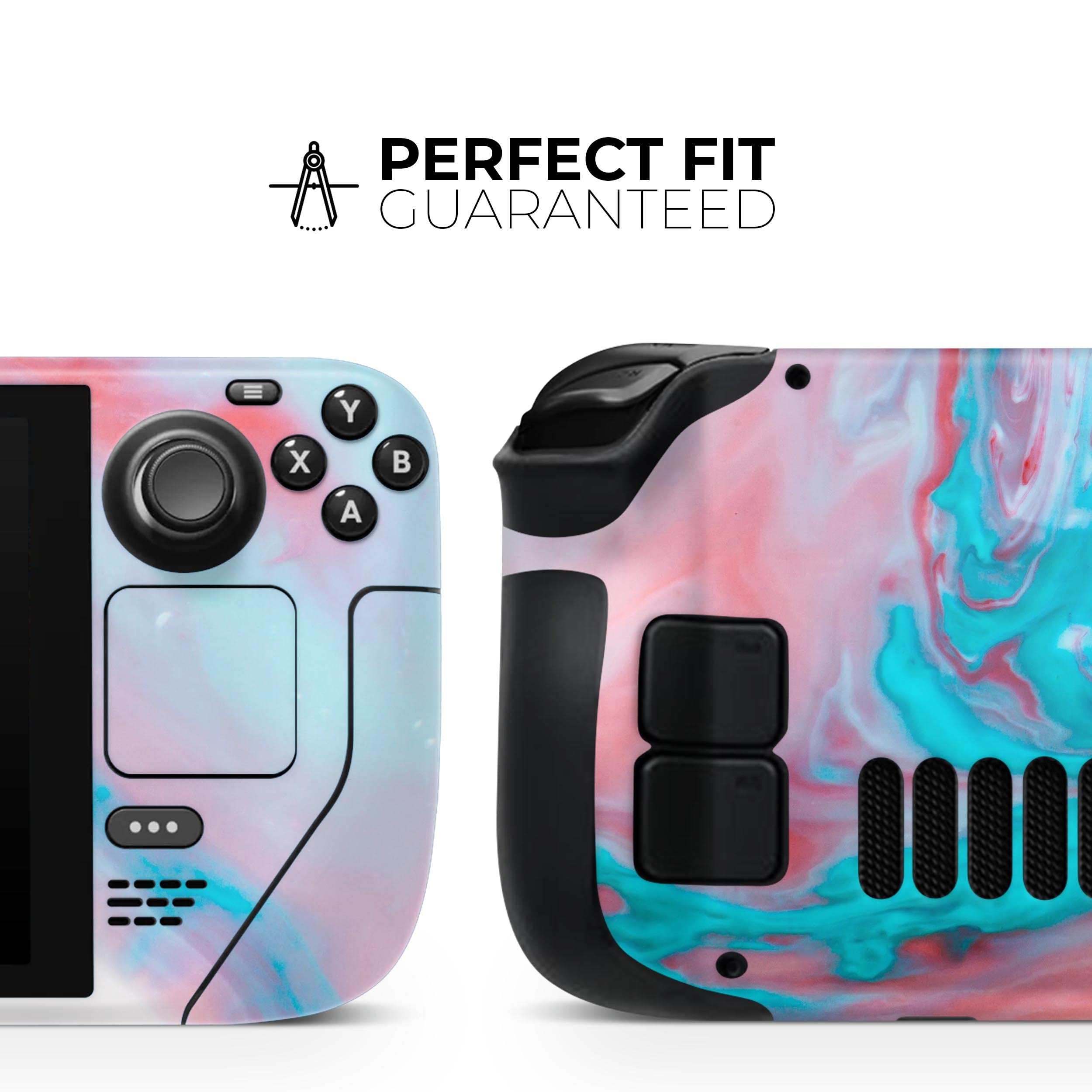 Design Skinz - Compatible with Steam Deck - Skin Decal Protective Scratch-Resistant Removable Vinyl Wrap Cover - Marbleized Teal and Pink V2