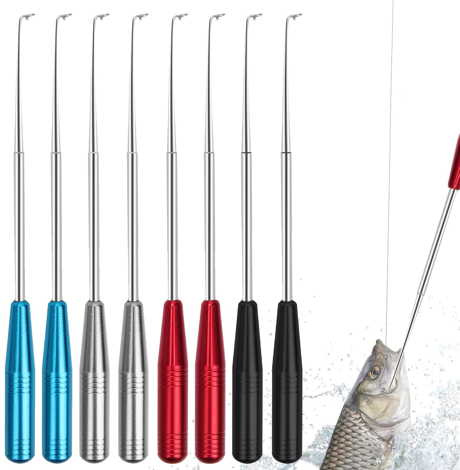 Fishing Hook Remover Tool, Boyistar 8PCS Fishing Hook Quick Removal Descending Device, Security Extractor Fishhook Disconnect Removal Tool with Storage Tubes