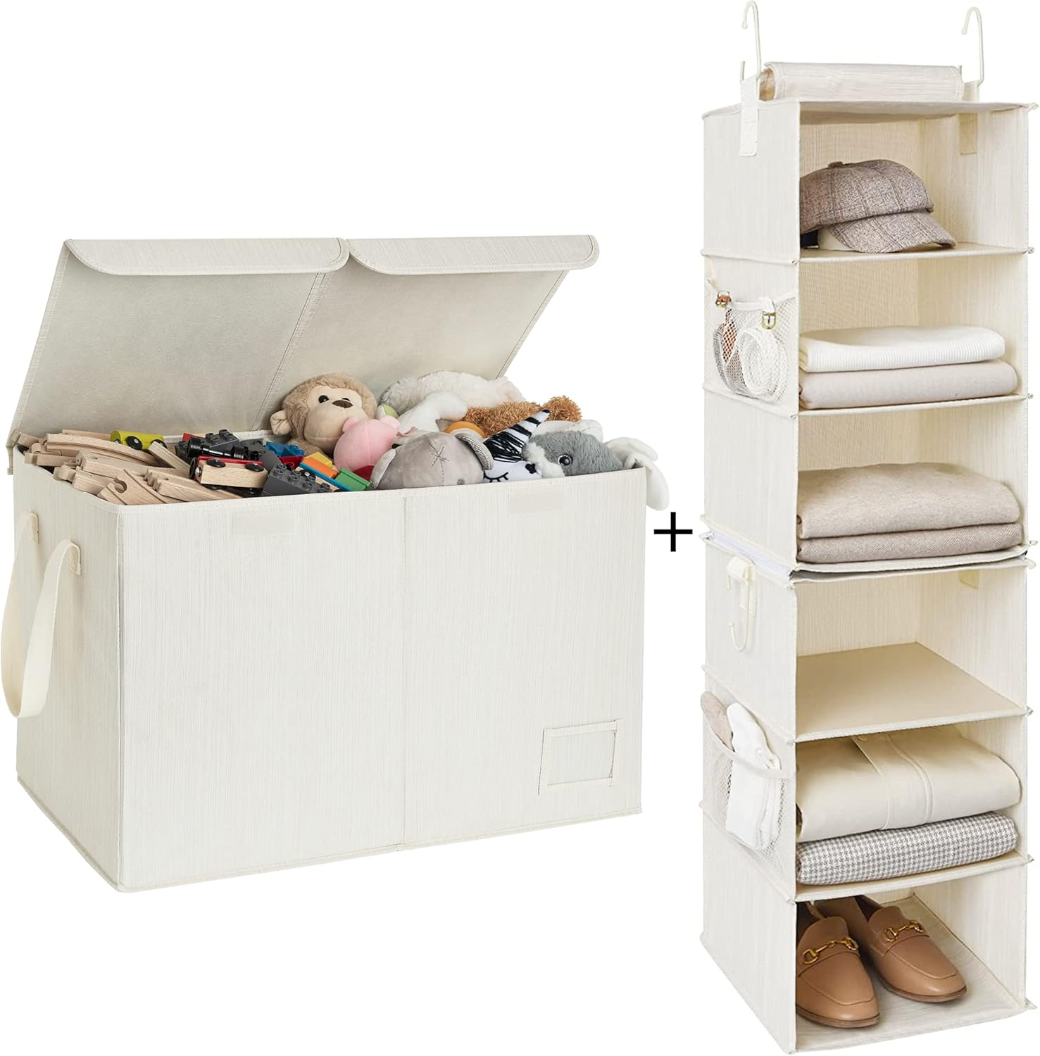 StorageWorks Set of 2 Kids Toy Chest, Storage Bin with Flip