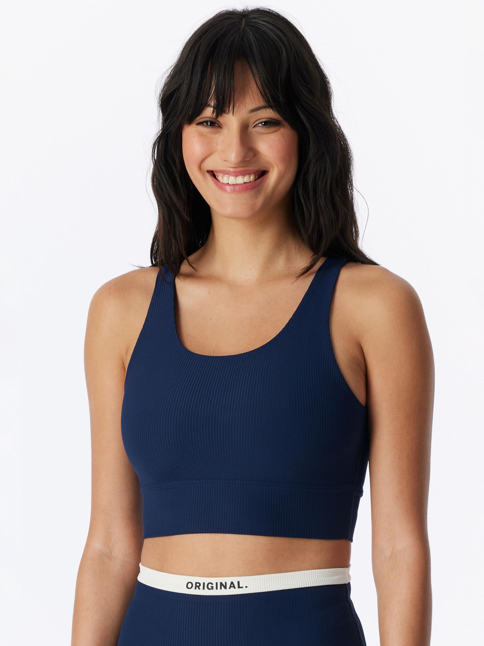 Schiesser Damen Bustier Doppelripp Active Sport BH breiteres Unterbrustband sportlicher Look Armbrust Motiv Rückseite