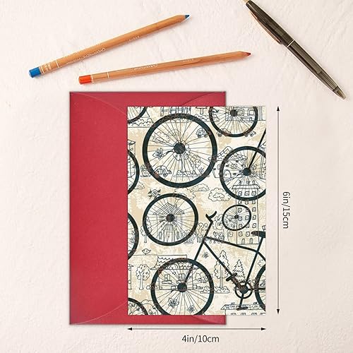 Miniatura 6 de Tarjetas de felicitación de impresión de bicicletas Tarjetas de notas en blanco con sobres para todas las ocasiones cumpleaños, boda