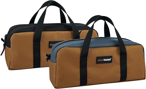 MELOTOUGH Bolsa de herramientas de lona con cremallera, bolsa de almacenamiento de herramientas pequeña de 14 pulgadas para electricista, HVAC,