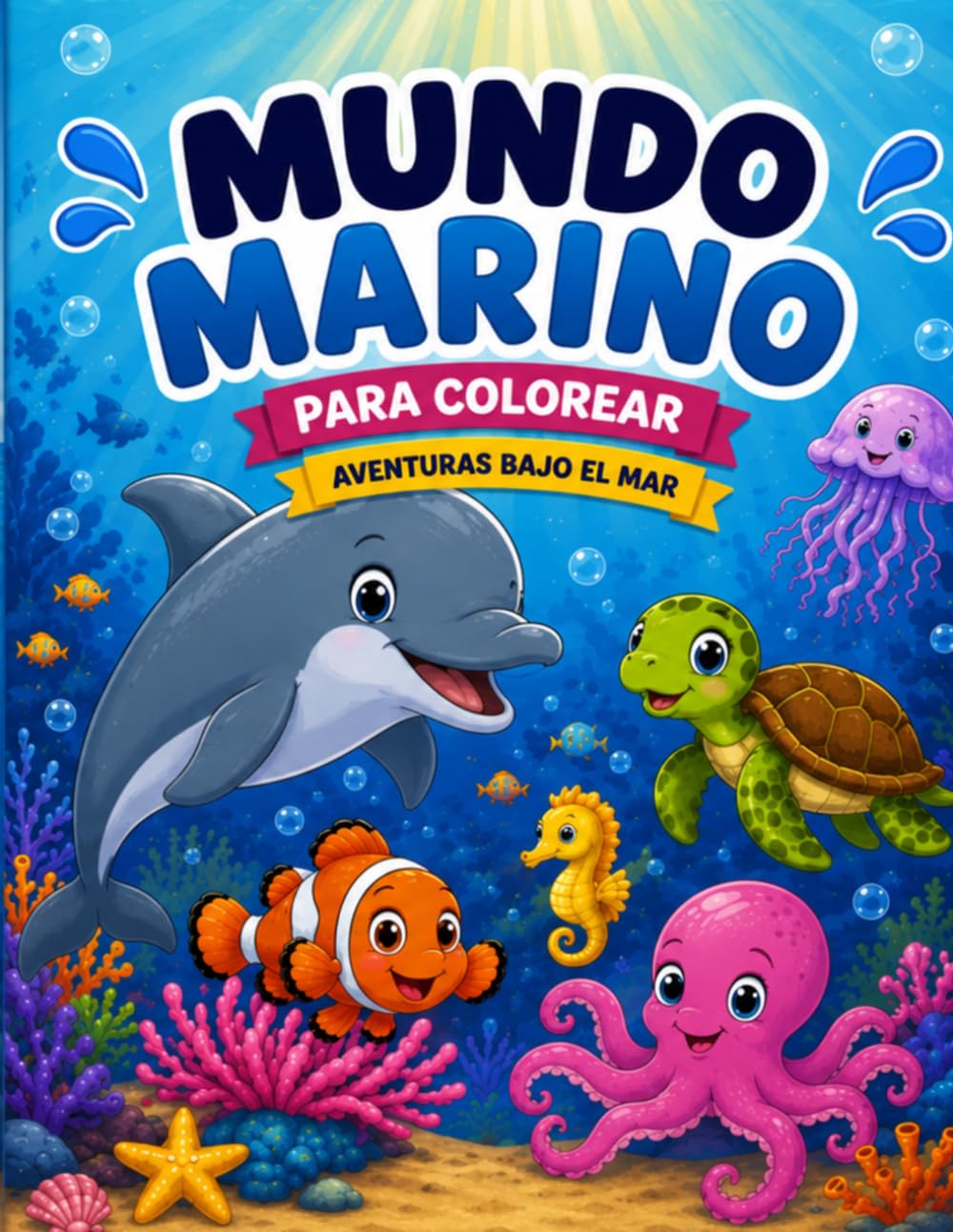 Mundo Marino para Colorear: Aventuras del Mar: 50 Increíbles Animales Marinos para Colorear