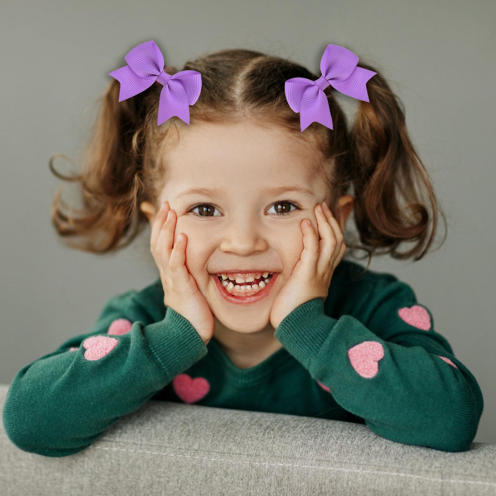 10 Pcs Mini Bows, Hair Bows for Girls Grosgrain Ribbon Alligator Clips (Purple) - Image 3