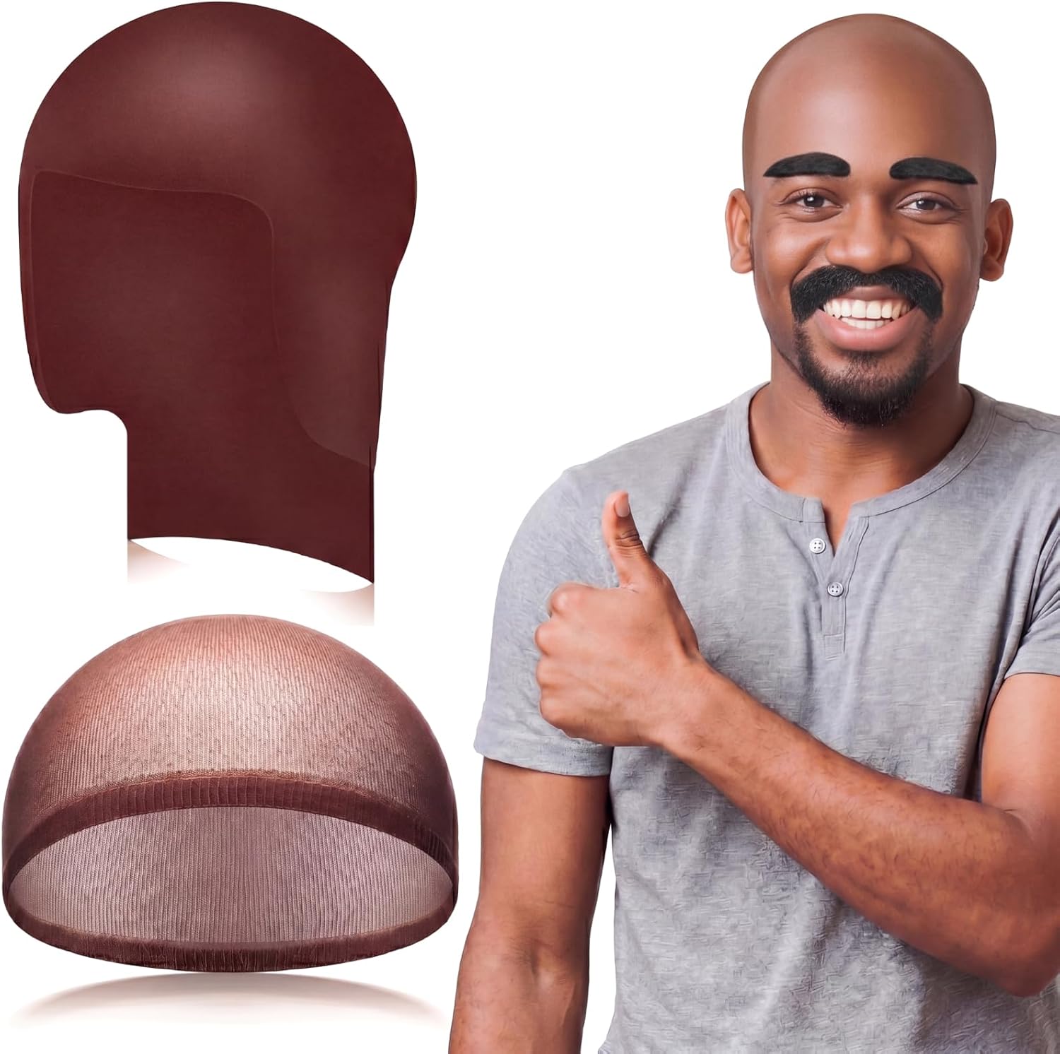 Wavwavw Bald Cap Halloween Nylon Wig Caps for Women Men Makeup Latex Head for Party Cosplay