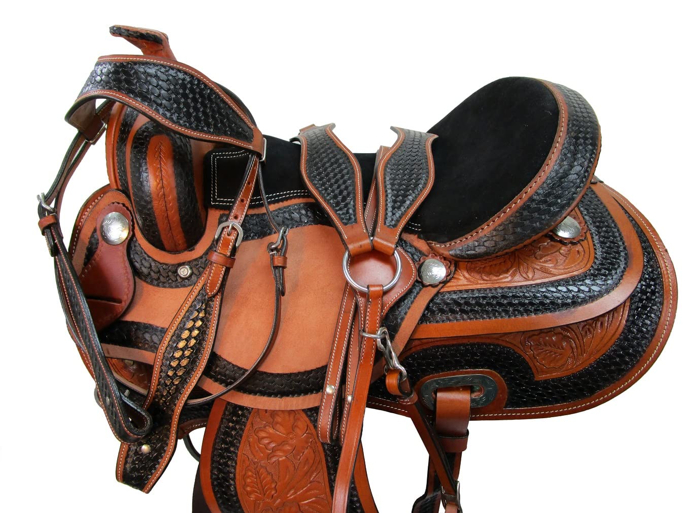 Western GAITED Horse Saddle 18 17 16 15 Pleasure Horse Trail Tooled Leather TACK (17 in)