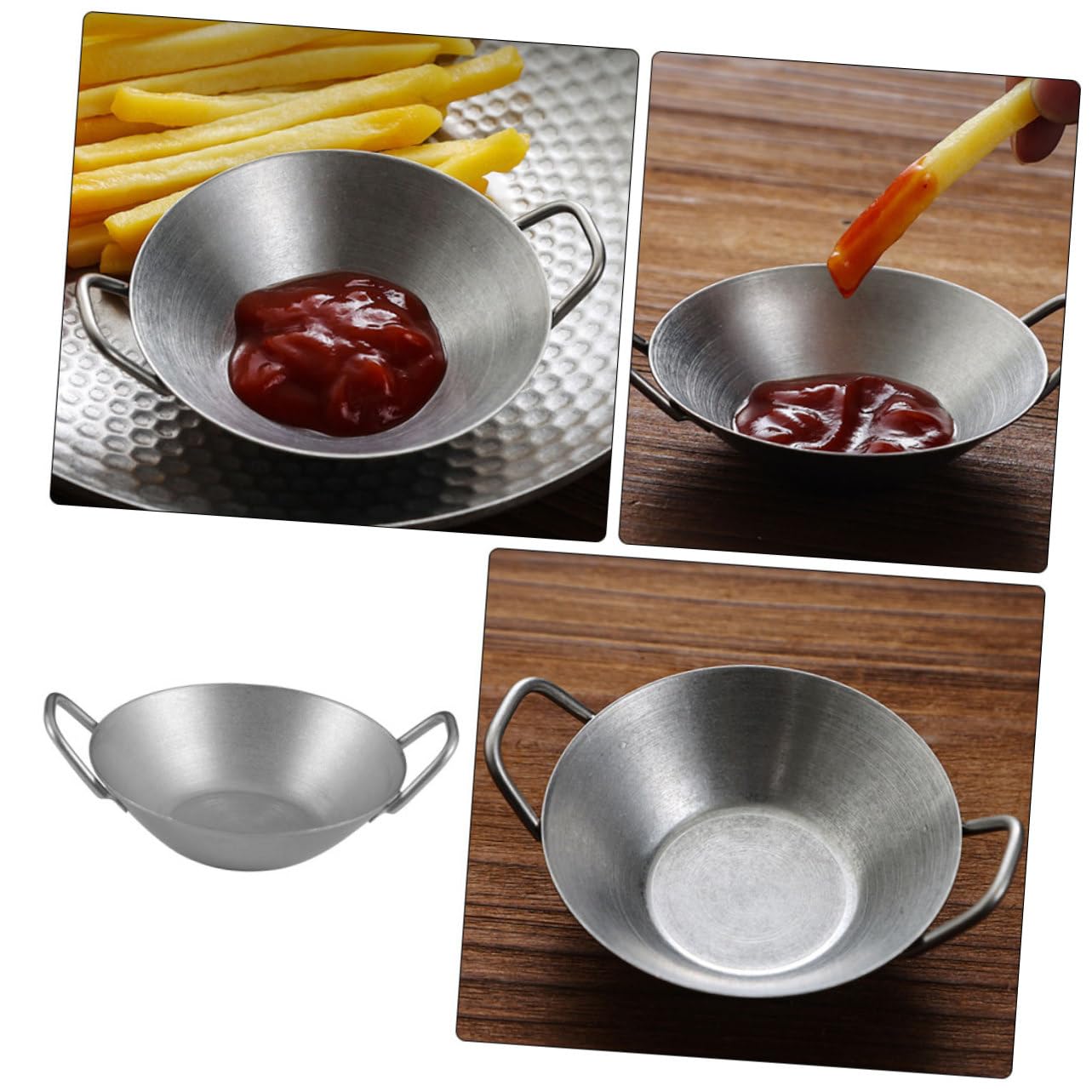 CIYODO Stainless Steel Seasoning Dish Kimchi Dish Household Sauce Dish Sauce Container Dipping Bowls Sauce Serving Dish Dip Serving Dish Vinegar Dish Condiment Tray Kitchen Gadget Silver