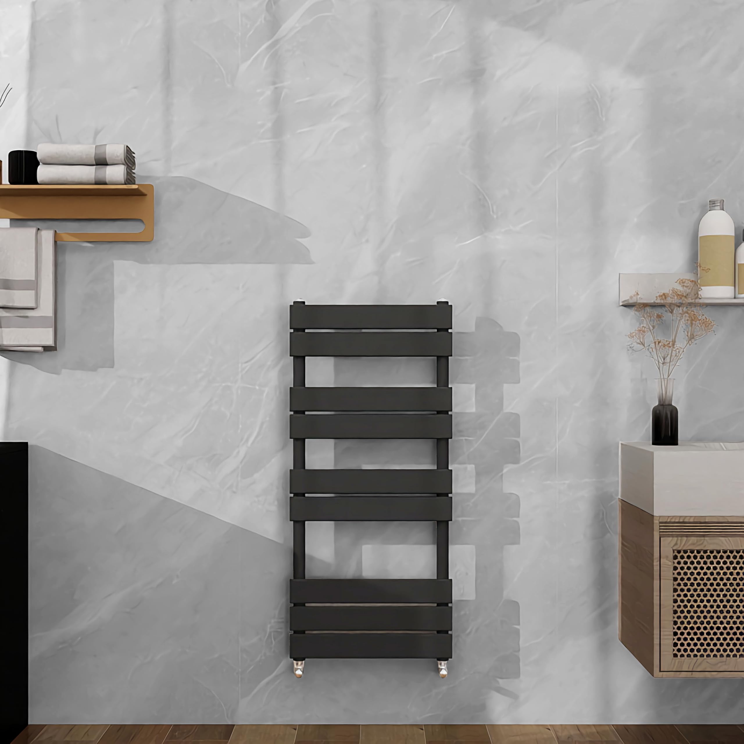 Sline Sanitary Anthracite 1000X450mm Heated Towel Rail Flat Panel Bathroom Central Heating Ladder Radiator