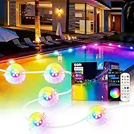 AHAWILL 50FT RGB Pool Lights for Inground & Above Ground Pools, Plug-in 8 Shell Pool LED String Lights,IP68 Waterproof, Remote/APP Control,16 Million Colors,44 Dynamic Modes for Swimming Pool Decor