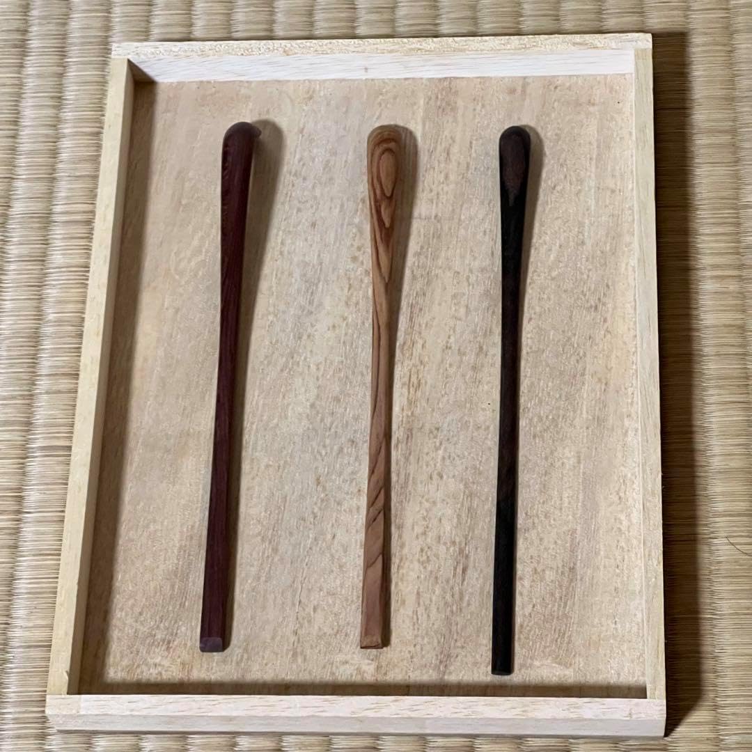 茶杓 黒柿 屋久杉 紫檀 3本セット 杉の舎 作品紹介（茶道具）