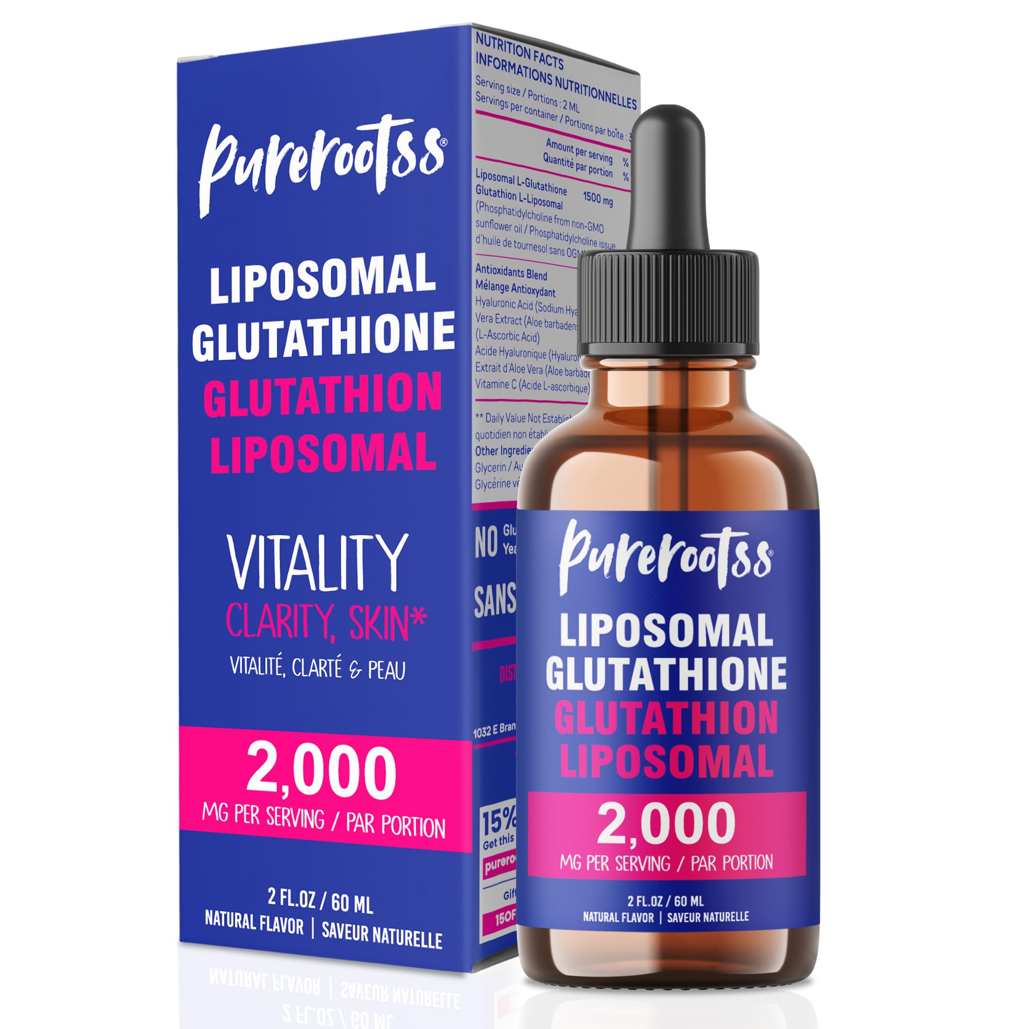 Amazon.com: PureRootss Liposomal Glutathione Liquid Supplement, 98%  Absorption, with Vitamin C, L- Glutathione, 2 Fl Oz (Pack of 1) : Health &  Household