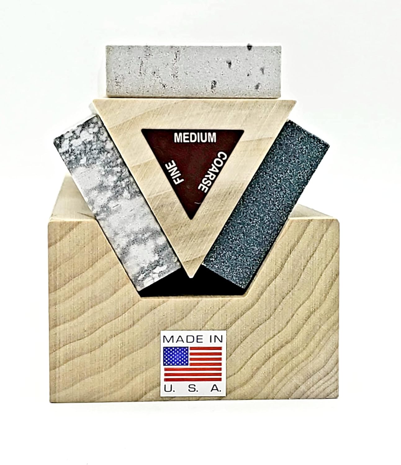 Dan's TRI-10 - Genuine 3 Stone 10" Tri-Hone, Arkansas Knife Sharpening System w/Silicon Carbide (Coarse), Soft (Medium) and Hard (Fine) Arkansas Novaculite Whetstones, Stone Size: 10" x 1 5/8" x 1/2"