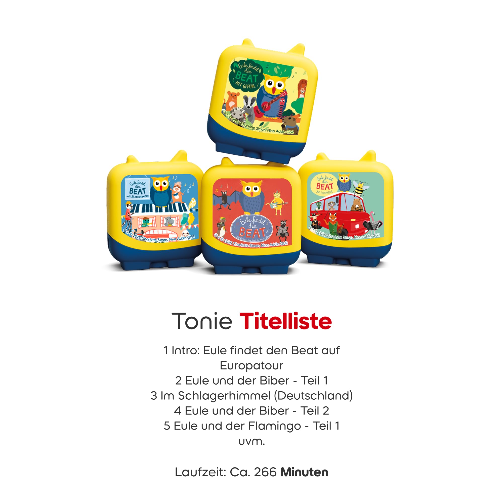 tonies Hörfigur für Toniebox, Eule findet den Beat – Die große Sammler-Edition (4 Alben: Musikwelt, Europatour, Instrumente & Gefühl), Hörspiel & Musik ab 5 Jahren, ca. 266 Min.