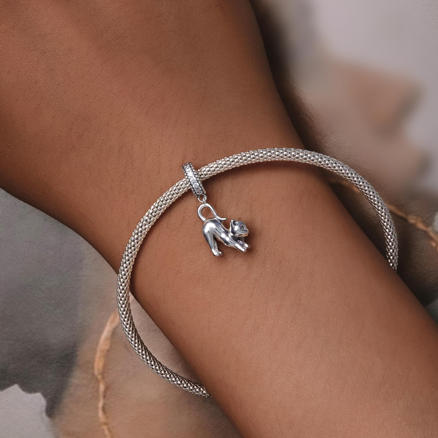 Playful Cat Charms 925 Sterling Silver Cute Pet Pendant Fits Pandora Bracelet Necklace for Women - Image 9