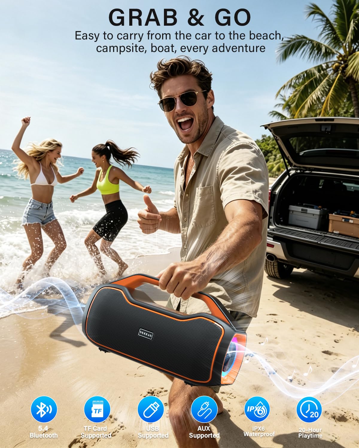 Cassa Bluetooth Portatile 200W MAX Altoparlante Wireless 2 Woofer 2 Tweeter IP65 Impermeabile DSP TWS USB TF AUX