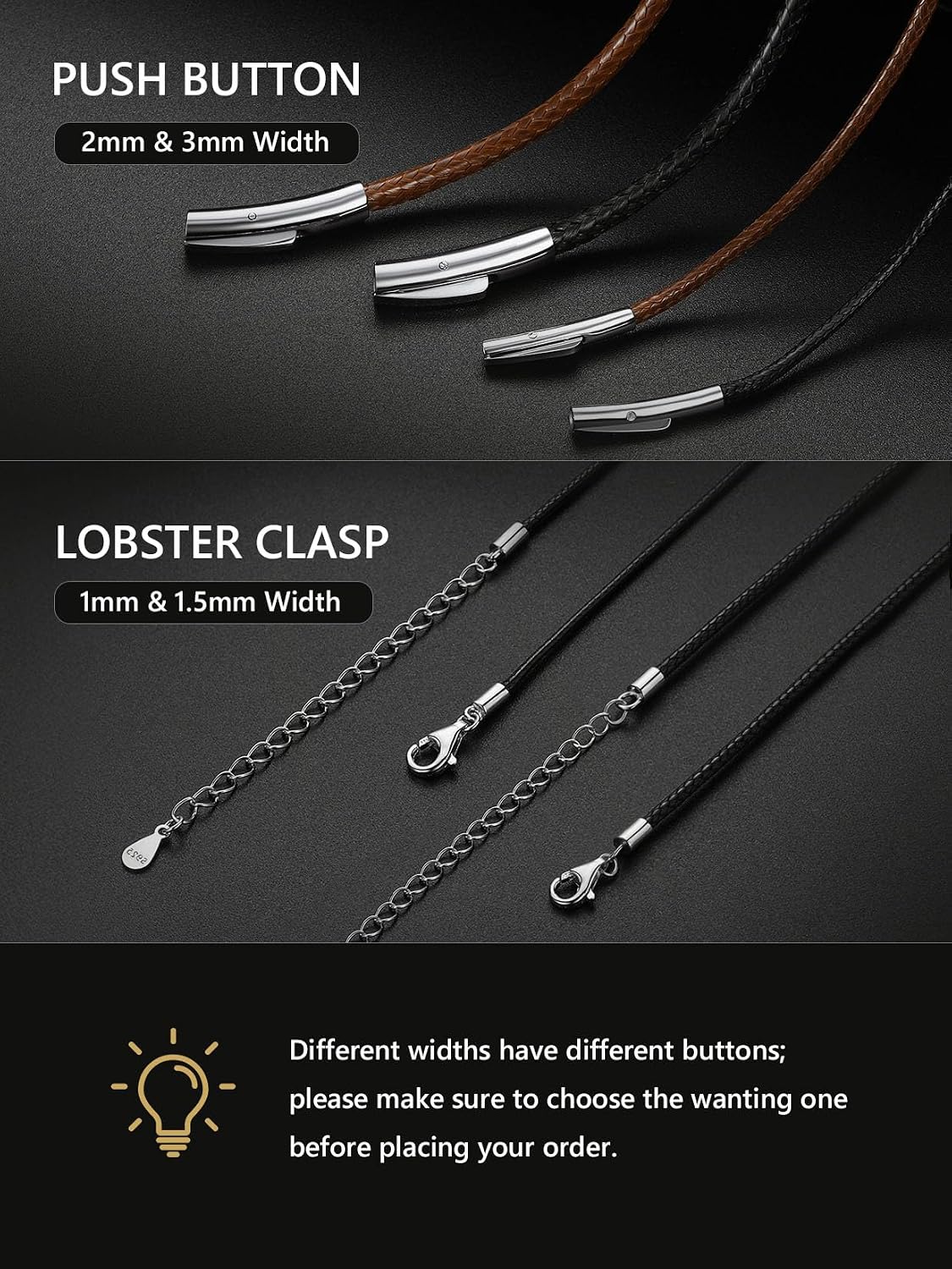 ChainsPro Leather Necklace Cord for Men,Braided Wax Rope Chain for Pendants image 2