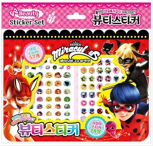 Juego de calcomanías de belleza con diseño de mariquita milagrosa y gato negro