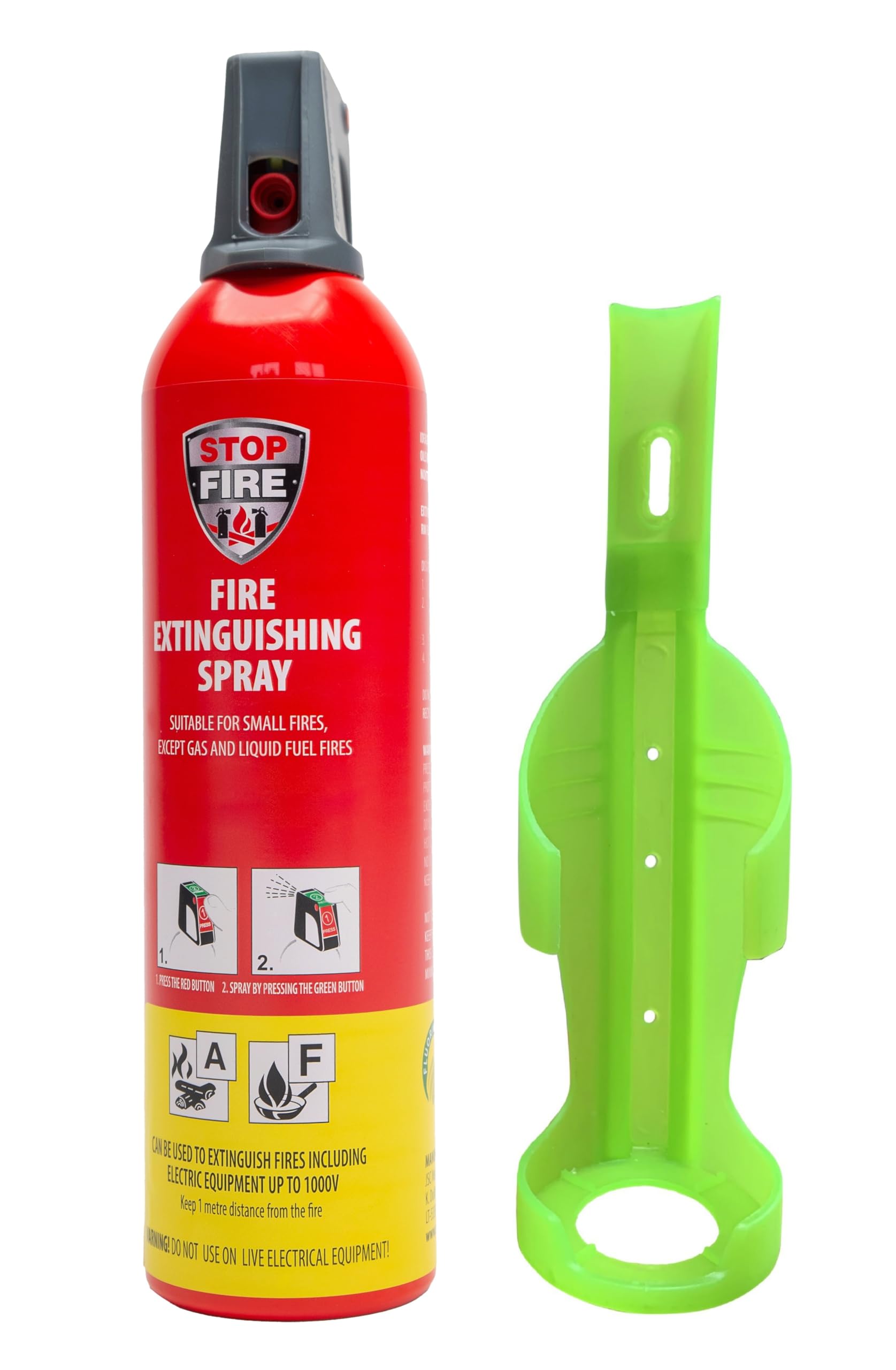IWH Stopper Spray extincteur de qualité supérieure - 1 x 750 ml - 1 support mural - Stopfire également pour feux de graisse