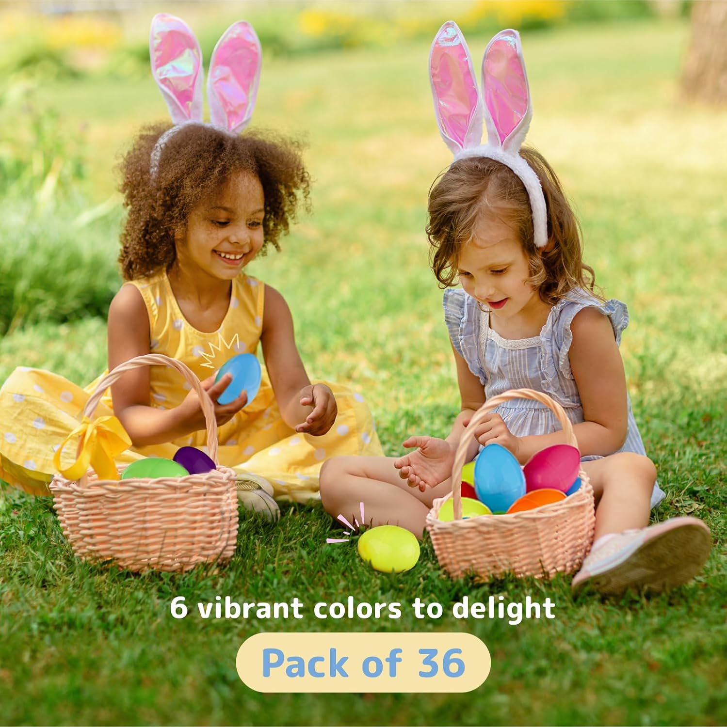 Prextex 3.5” Unfilled Easter Eggs Empty, 36 pcs - Empty Plastic Eggs Fillable with Candy, Presents for Toy Basket - Easter Decorations, Toy Egg Basket - Boys and Girls
