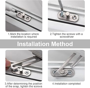 4 Pcs Window Restrictor for UPVC, Window Lock Stainless Steel, Window Latches Security Chrome, Window Catch Left Right Hand for Home School Kindergarten